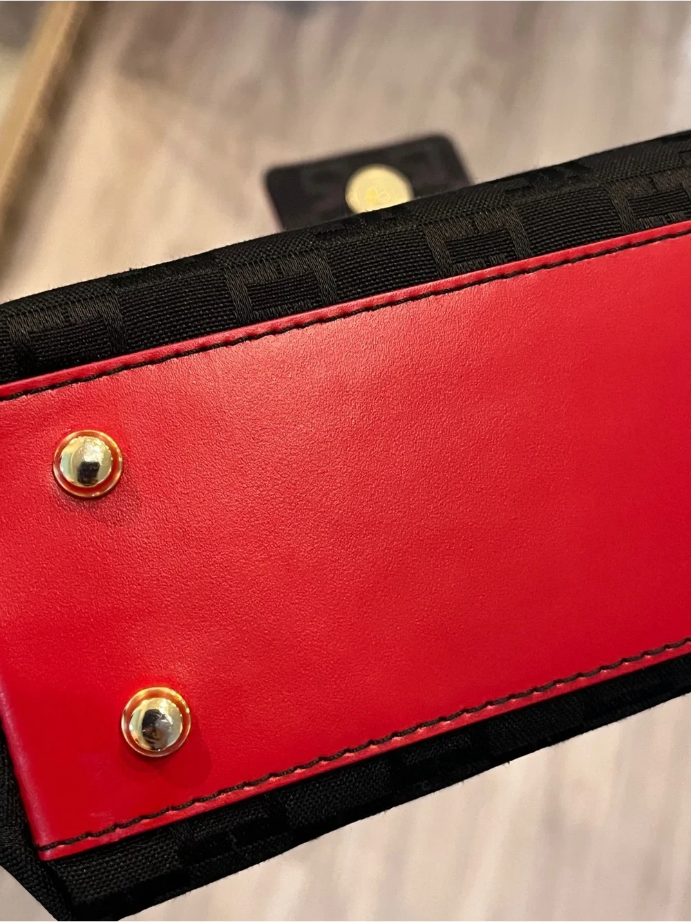 St John Black Shoulder Bag with Red Leather Trim